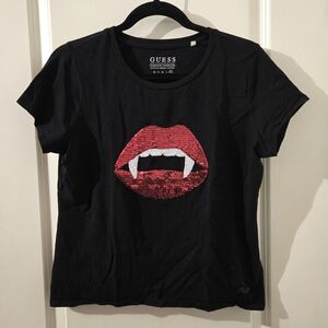 Guess Sequin Vampire Fangs T-Shirt